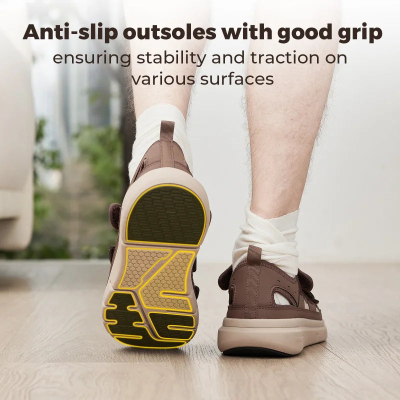 FitVille Summer Men's Wide Width Casual Diabetic Sandals, Lightweight Open Toe Sandals Built-in Arch Support, Effective Foot Pain Relief for Plantar Fasciitis, for Wide & Swollen Feet