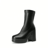 Women's Chunky Platform Ankle Boot High Block Heels Square Toe Lightweight Comfort Party Dress Booties Shoes For Women sx2308109273973634