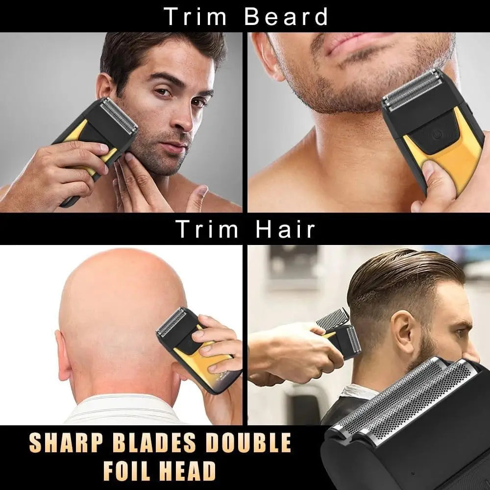 Professional Foil Electric Shaver for Men – Rechargeable, Waterproof, LED Display, Beard Trimmer, USB Charging, Portable Grooming Tool