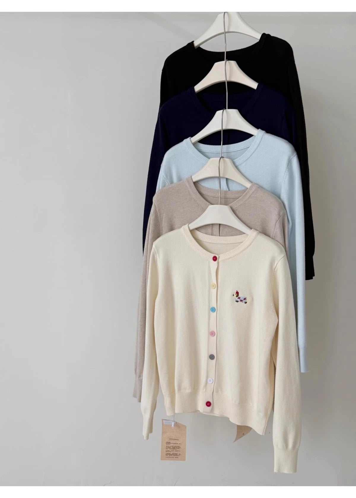 Autumn Winter 2026 Soft Elegant O-neck Loose Casual Sweaters Women Knitted Chic Embroidery Cardigan Basic Colorful Buttons Tops