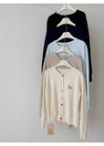 Autumn Winter 2026 Soft Elegant O-neck Loose Casual Sweaters Women Knitted Chic Embroidery Cardigan Basic Colorful Buttons Tops
