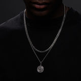 Vnox Layered Necklaces for Men, Sailing Travel Compass Pendant, Stainless Steel Cuban Figaro Wheat Chain, Casual Retro Collar