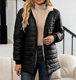 Autumn and Winter New Mid Autumn Long Hooded Cotton Jacket with Fleece for Warmth, Women's Coat