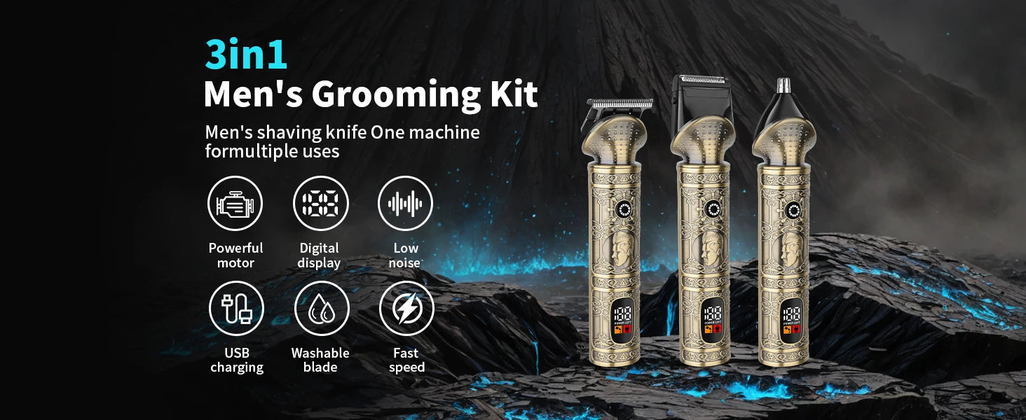 HIENA Beard Trimmer for Men Electric Razor Shaver Cordless Hair Clipper Shaving Kit for Mustache Body Nose Ear Hair Cordless