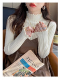2026 Ruched Turtleneck Women Sweaters Autumn Winter Warm Pullover Slim Tops Knitted Sweater Jumper Soft Pull Female