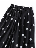 Modern Large Polka Dot 100% Natural Mulberry Silk Crepe De Chine Elastic Waist Women's Fashionable Cropped Lantern Pants