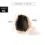 2Pcs/Set New Vintage Enamel Earrings Rings For Women Punk Metal Side Classic Black Oil Drip Irregular Stones Luxury Jewelry Set
