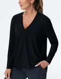 THE GYM PEOPLE Women's Long Sleeve Workout Shirts Loose Fit V-Neck Running T-Shirts Tops