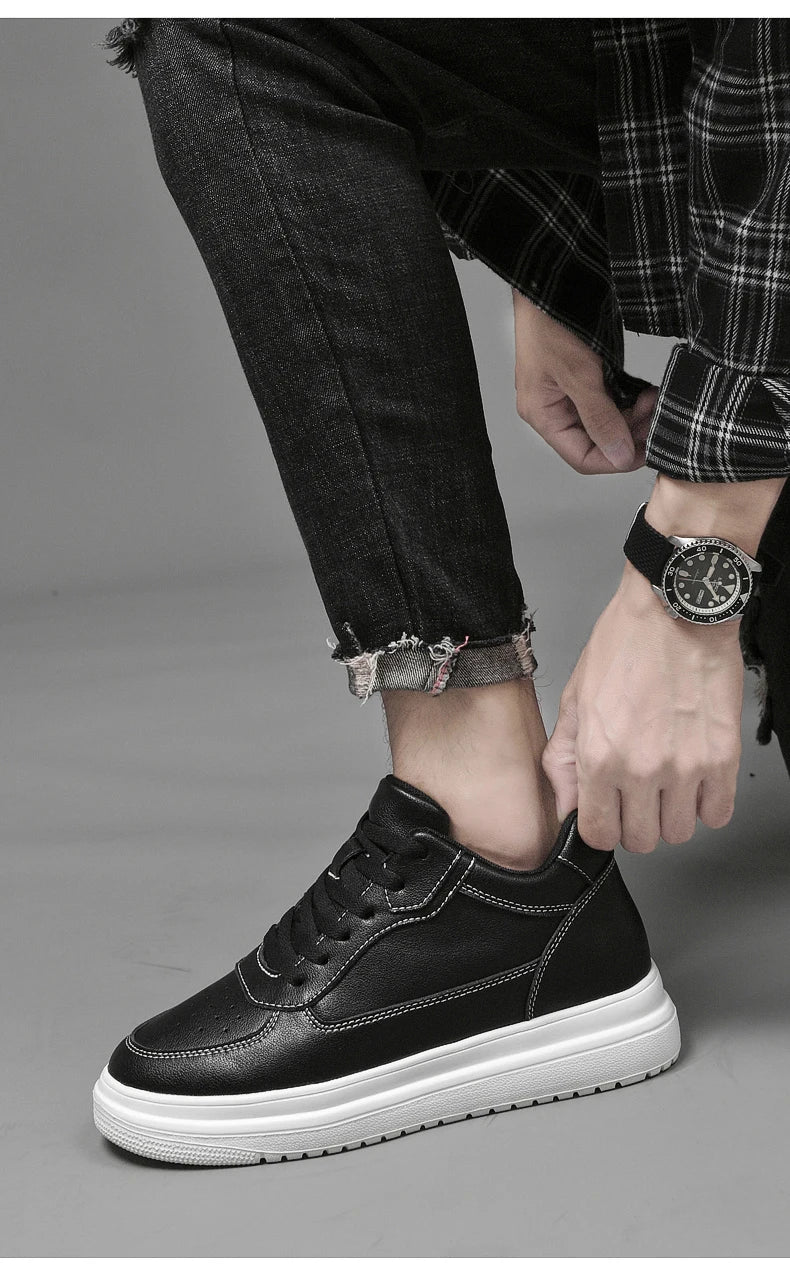 High Quality Men Sneakers Elevator Shoes for Men Fashion Casual Shoes Comfortable Leather Sports Shoes Height Increase 6/8/10cm
