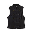SLTNX Women's Top 2026 Spring New Black Sleeveless Rope Knot Decorative Slim Fit Top Vest Unique Fashion Cool Trendy