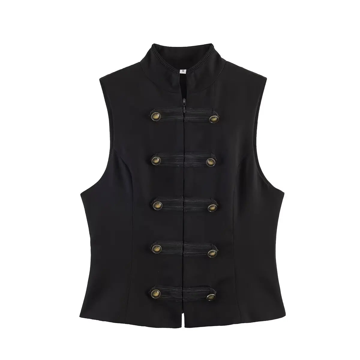 SLTNX Women's Top 2026 Spring New Black Sleeveless Rope Knot Decorative Slim Fit Top Vest Unique Fashion Cool Trendy