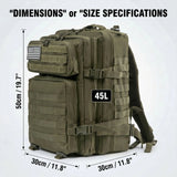 45L Tactical Travel Backpack Molle Large Capacity Multi Pocket Storage Bag Durable Wear Resistant Camping Hiking Trekking Bushcraft Daypack Heavy Duty Rucksack For Men Women Business Trips Mountain Climbing Daily Commute Lugg