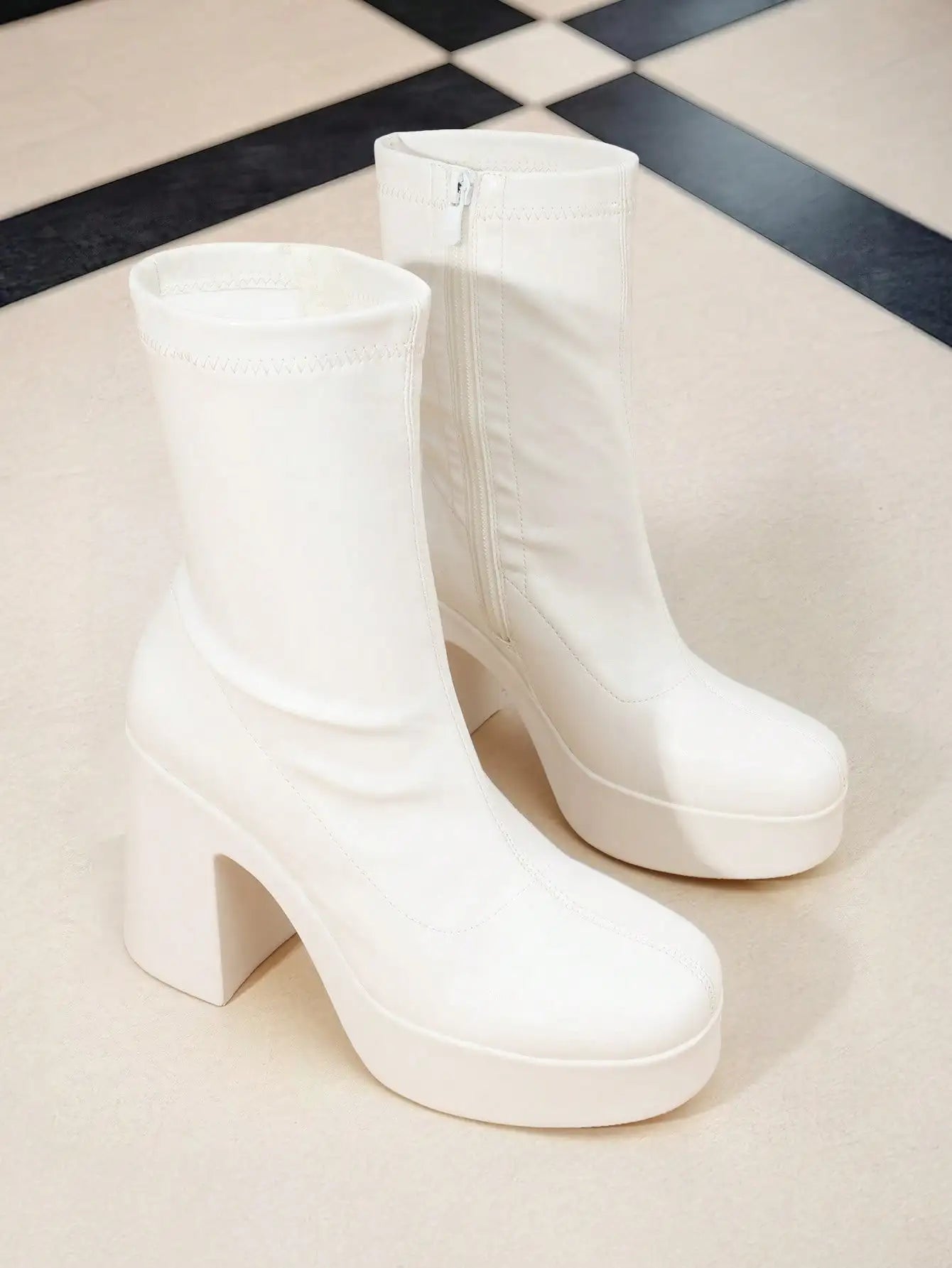 Women's Chunky Platform Ankle Boot High Block Heels Square Toe Lightweight Comfort Party Dress Booties Shoes For Women sx2308109273973634