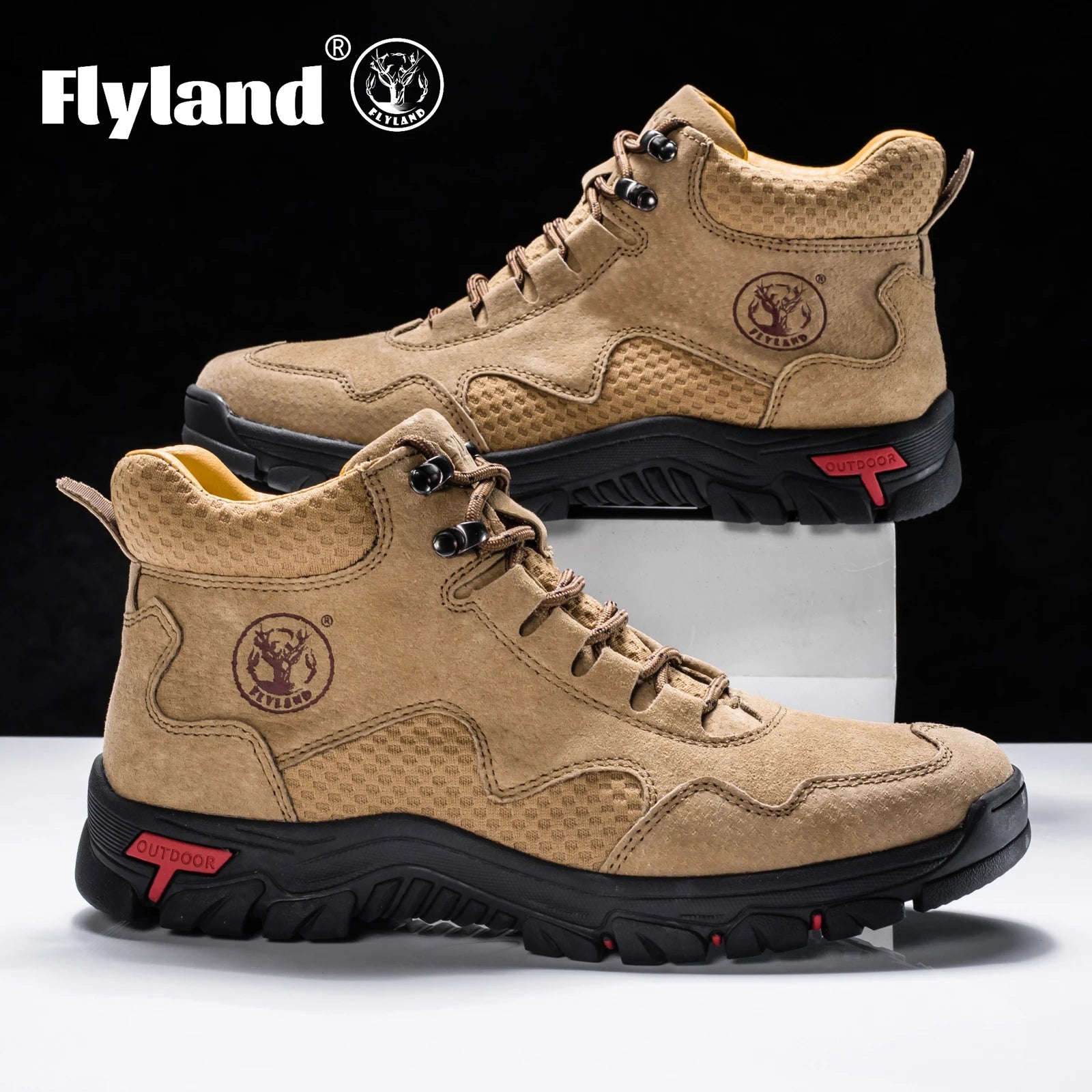 FLYLAND Men's Ankle Boots Casual Leather Shoes Fashion Vintage Hand Stitching Soft Business Handmade Shoes
