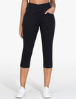 THE GYM PEOPLE Women's Cross Waisted Stretchy Capri Denim Jeggings Tummy Control Skinny Jean Leggings with Pockets