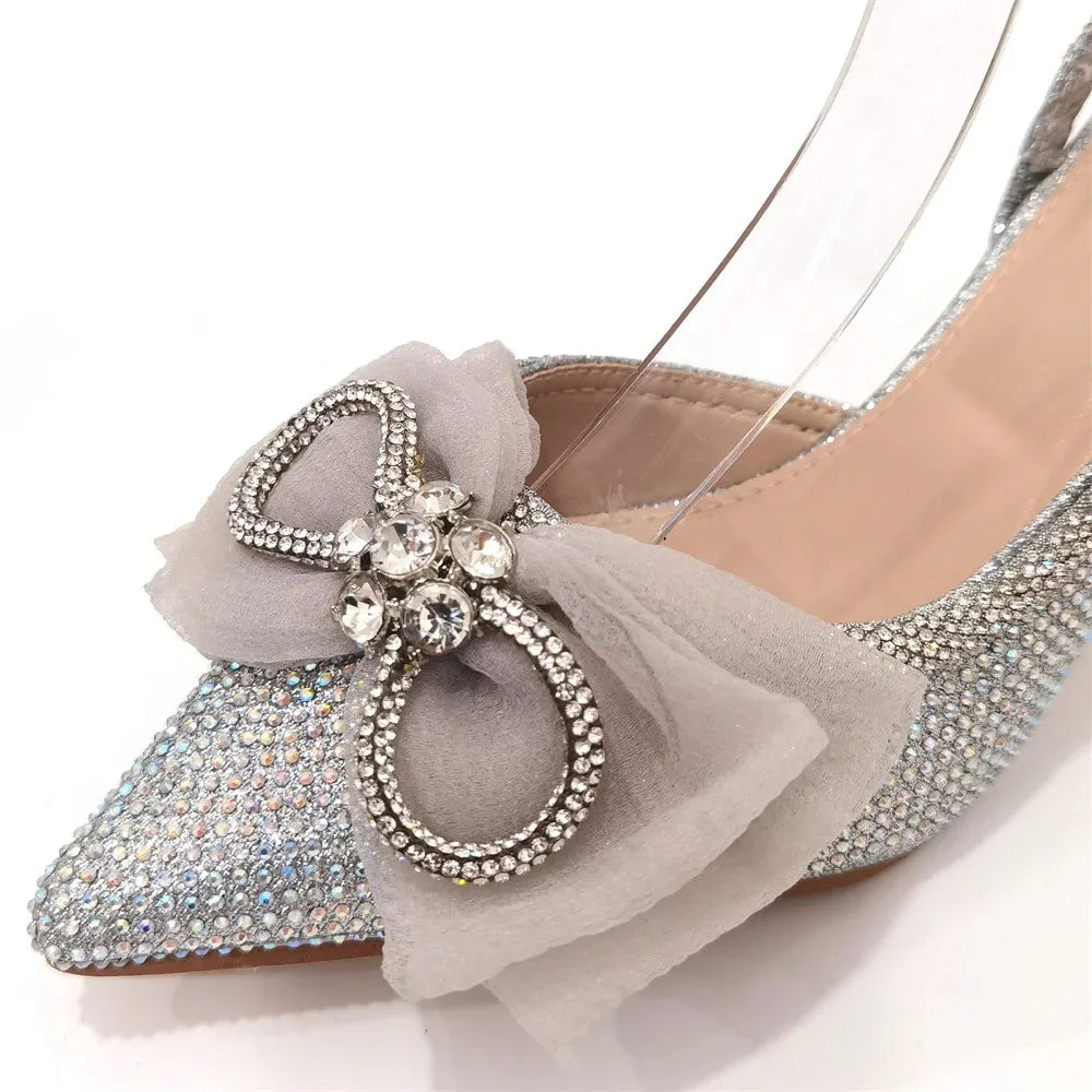 Latest Women's Luxury Diamond Crystal High Heels New Fashion Sandals Party High Heels Elegant Italian Women's Shoes