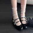 Sexy Transparent Polka Dot Lace Socks Women Thin Nylon Silk Sheer Stacked Socks French Style Elegant Femme JK Lolita White Socks