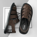 Summer New Men's Sandals High Quality Leather Roman Shoes Men Casual Beach Shoes Luxury Hollow Out Sandalias Male Big Size 38-48