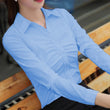 Fashion Turn-Down Collar Folds Shirts Women Autumn Slim Fit Solid White Inner Wear Button Chic Design Versatile Long Sleeve Tops