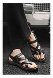 Fashion New Men Gladiators Black Buckle Strap Patent Leather Casual Shoes Summer Rome Breathable Beach Sandals Outdoor Slippers