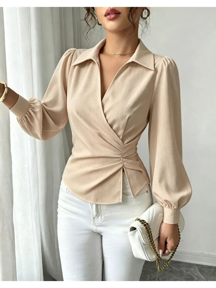 Fashion women Blouses and Shirts White Long Sleeve Blouse 2026 New Spring Autumn Basic Tops Chic Women's Shirt for Women office