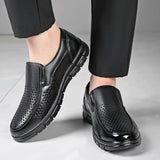 Men's Genuine Leather Sandals Men Summer Hollow Breathable Leather Shoes Mens Casual Soft Comfortable Flats EU Sizes 38-48