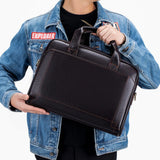 Men's leather handbag, top layer cowhide briefcase, leather laptop bag, diagonal cross office bag