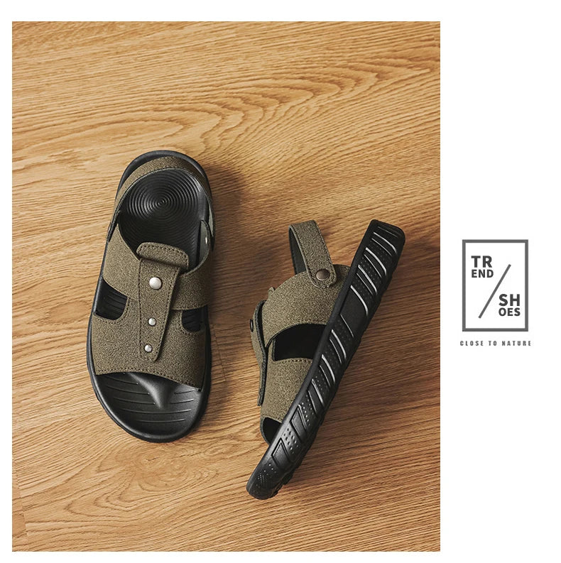 Brand Classic Mens Sandals Summer Genuine Leather Sandals Men Outdoor Casual Lightweight Sandal Fashion Men Sneakers