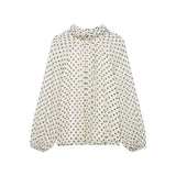 Women's Dots Printed Blouse Shirt Spring Autumn Fashion Long Sleeve Bow Lace-Up Blouse Shirt Lady Elegant High Street Blouses