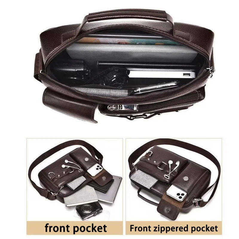 Men's Retro Messenger Bag with Waterproof Design, Large Capacity Laptop Briefcase for Office Work, Travel and School