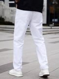 SGIAWETA-Manfinity Homme Men Cotton Solid Straight Leg Jeans Long Washed Light Jean Cargo Plain All White Work Basic Husband Going Out Office Party Vacation Urban-birthdaygift