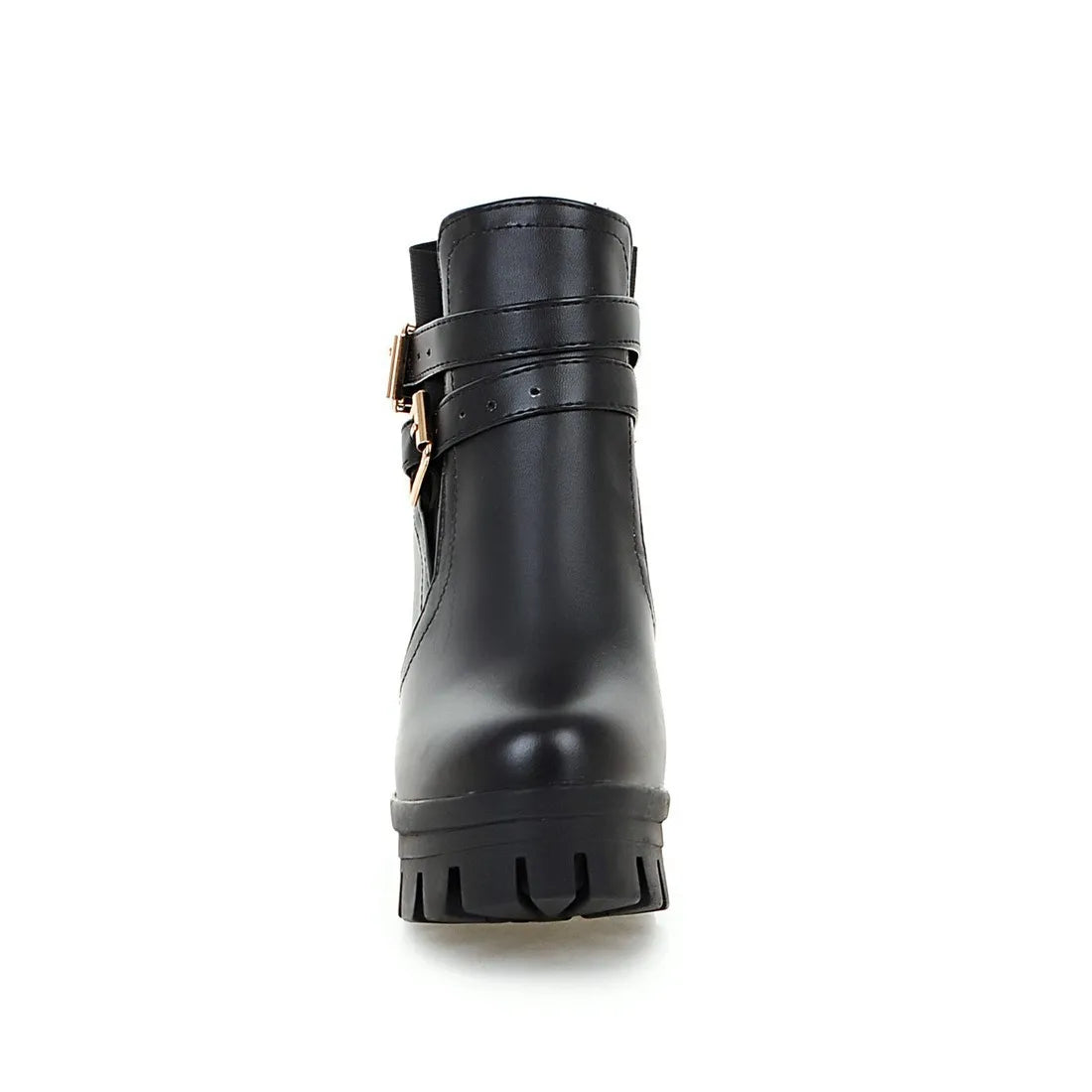 Women's Ankle Boots Women Platform High Heels Fashion Buckle Side Zipper Autumn Winter Women's Ankle Boots Size 33-43