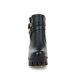 Women's Ankle Boots Women Platform High Heels Fashion Buckle Side Zipper Autumn Winter Women's Ankle Boots Size 33-43