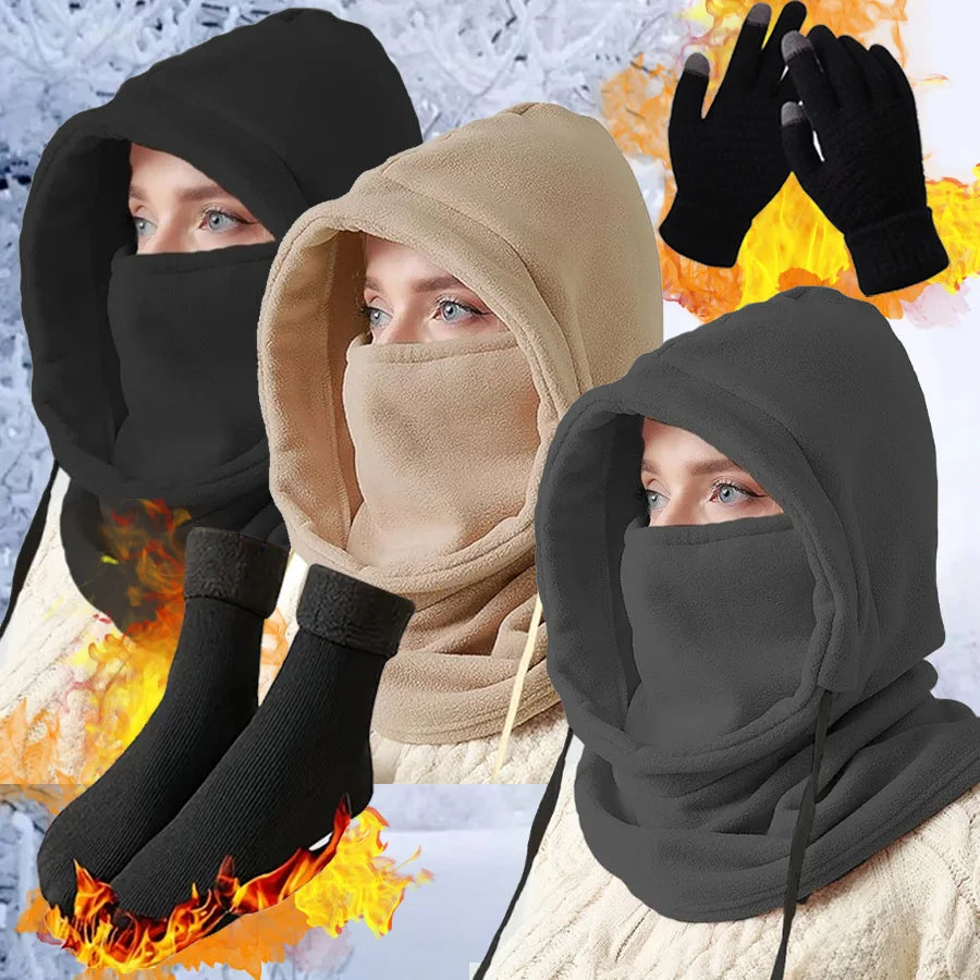 Winter Balaclava Gloves Socks 3PCS Set, Thermal Skiing Hiking Gear for Men Women, Cold Weather Face Mask Christmas Gift