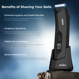 Electric Body Hair Trimmer,Groin Trimmer Ceramic Blade, Waterproof Wet/Dry Groomer, USB Recharge Dock, Men’s Wireless Ball Shaver,LED Display