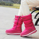 Platform Snow Boots Female Plus Size 42 White Women Boots Winter Shoes Warm Plush Mid-calf Boots Waterproof Rubber Non-slip