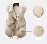 Faux Fur Plush Vests Women Loose Sleeveless Waistcoats Female 2024 New Autumn Winter Fashion Outwears Lady PU Leather Fur Vest