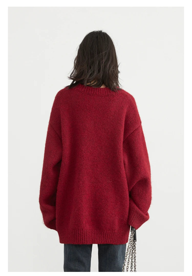 CHIC VEN Women Sweaters Solid Loose Pullovers New V-neck Knitwear Knitted Jumpers Female Top Fashion Woman Autumn Winter 2024