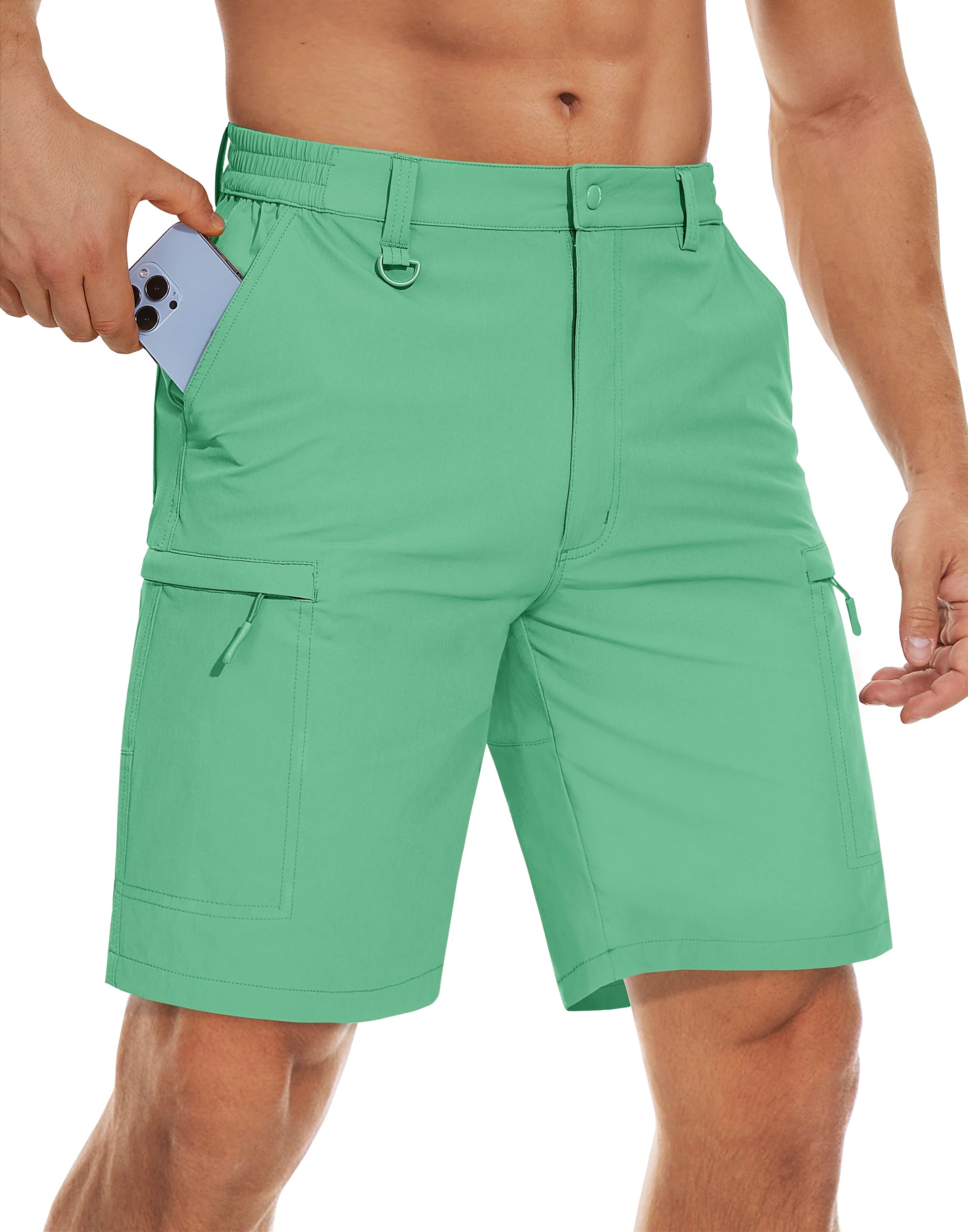 Men's Quick Dry Cargo Shorts Summer Waterproof Hiking Shorts Outdoor Multi-pockets Camping Training Work Shorts Man