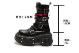 Women's 2025 New Niche Internet Celebrity Muffin Platform Locomotive Punk Goth Lace-up Medium Boots