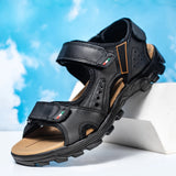 Outdoor Summer Sandals Outdoor Men's Leather Beach Shoes Breathable Casual Sandalias Man Wading Shoes Non-slip Slippers Sandaly