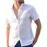 Summer Men Short Sleeve Casual Lapel Shirt Men Pure Color Hawaii Shirt Tops 100% Polyester