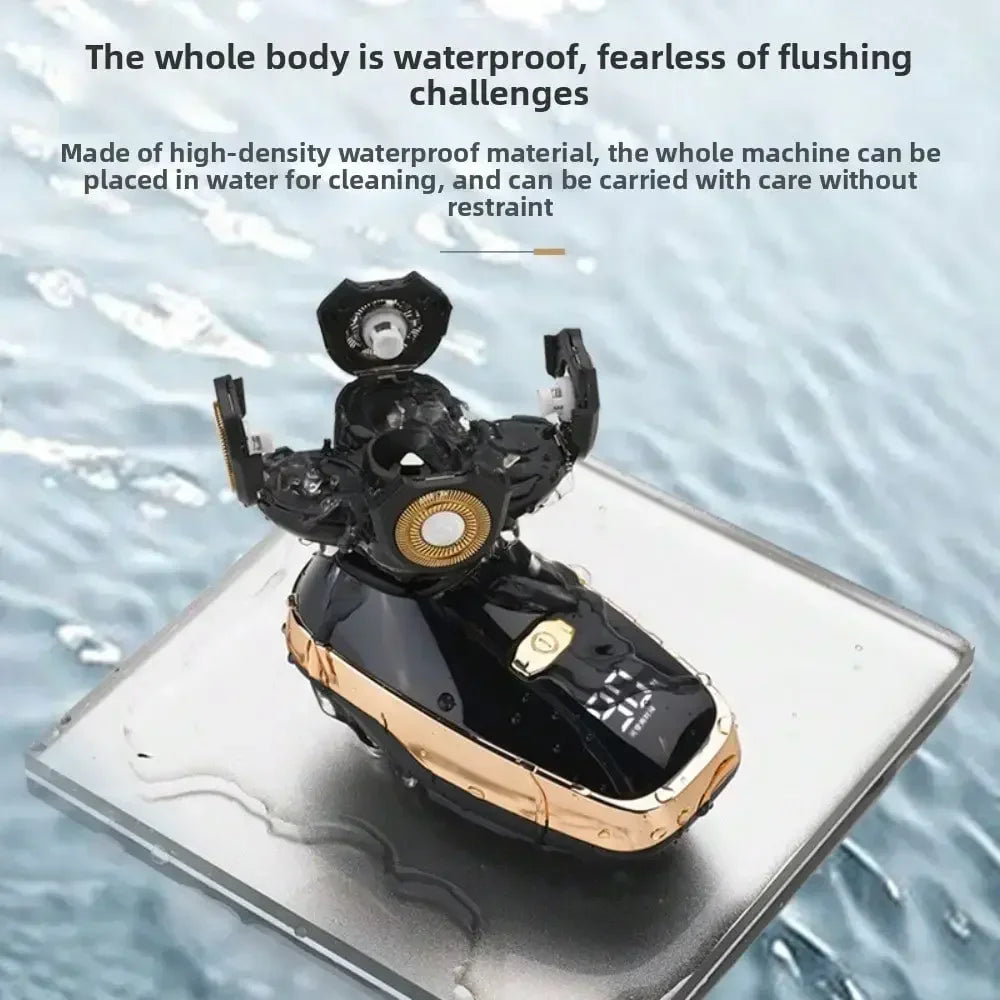 Five-Knife-Headed Bald Artifact, Full-Body Water-Washed Electric Razor, Self-Scraping To Remove Hand Residues, Quick Shaving Without Stubble, For Men