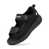 FitVille Men'S Sandals Summer Flat Shoes Widened Elderly Casual Shoe Breathable Lightweight For Plantar Fasciitis Pain Relief