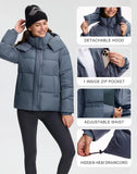 Pioneer Camp Women's Quilted Puffer Jacket, Warm Winter Coat Insulated Full Zip Hooded Jacket Pockets Outerwear Casual