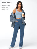 THE GYM PEOPLE Women's Wide Leg Jeans High Waisted Pull on Stretchy Baggy Basic Straight Denim Pants with Pockets
