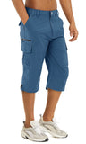 Men's Cargo Work Shorts Quick Dry 3/4 Length Capri Pants Multi-pockets Knee Length Trousers Summer Board Beach Shorts