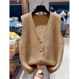 V-Ne Knitted Vest Outerwear Svel Autumn Faion Women's Jaet Casual Sle Commute Wind No Brand Chinese Made