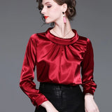 Women blusas long sleeved Slim plus size silk satin shirts office ladies work female Chiffon blouse Elegant blusa feminina
