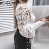 Women Shirt Blouse New Long Sleeve Stand Collar White Hollow Out Shirt Blouse Women Tops Blouses Shirts Blusas Para Mujer Q3566